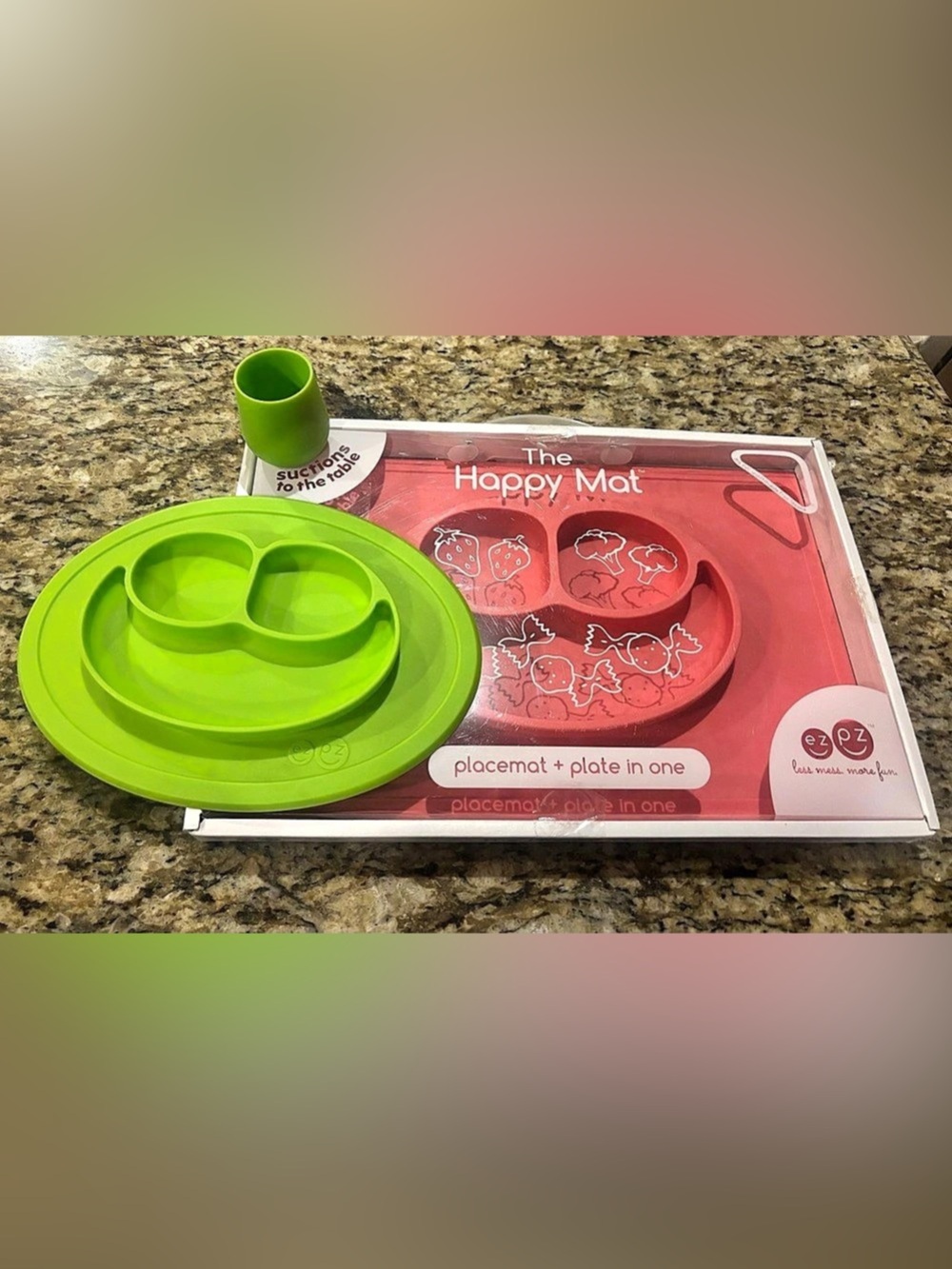 BUNDLE ezpz The Happy Mat + Mini Mat Plate + Tiny Cup Baby Feeding Set
